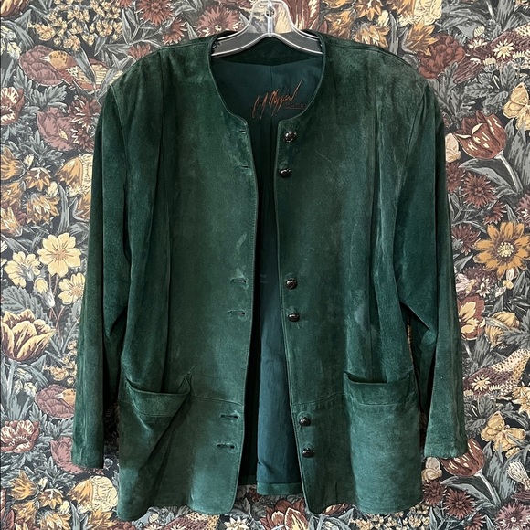 80s Vintage Green Suede Jacket M - Picture 12 of 12